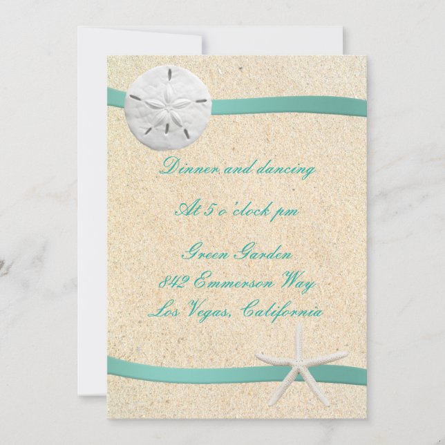 Sand Dollar Beach Wedding Reception Card (Front)