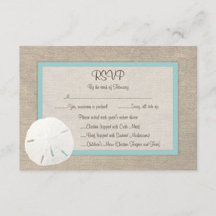 Sand Dollar Beach Wedding RSVP Card - Turquoise