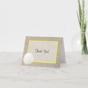 Sand Dollar Beach Wedding Thank You Card - Yellow