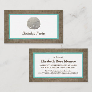 Sand Dollar & Burlap Birthday Invitation
