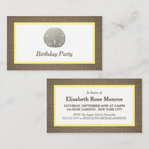 Sand Dollar & Burlap Birthday Invitation