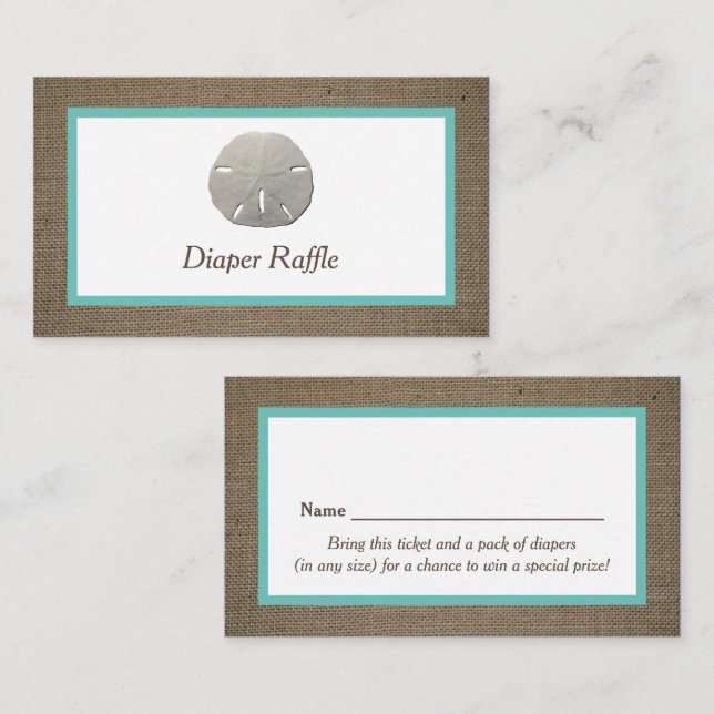 Sand Dollar & Burlap Diaper Raffle Ticket (Front/Back)