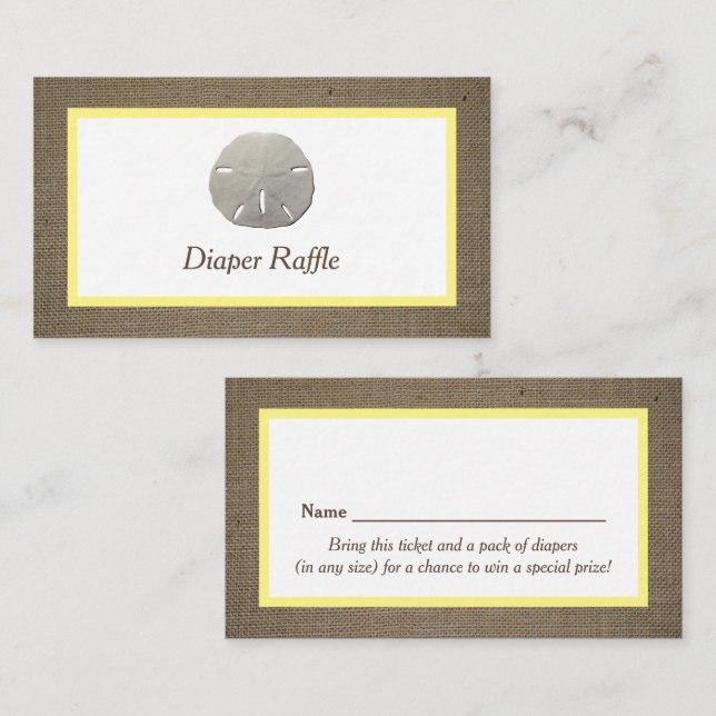 Sand Dollar & Burlap Diaper Raffle Ticket (Front/Back)