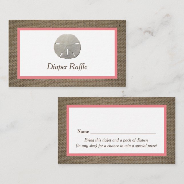 Sand Dollar & Burlap Diaper Raffle Ticket (Front/Back)