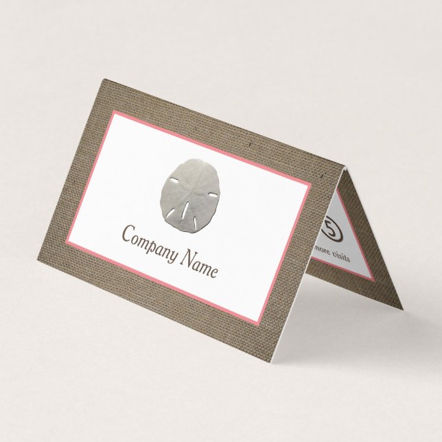 Sand Dollar & Burlap Double Loyalty Business Card (Front)