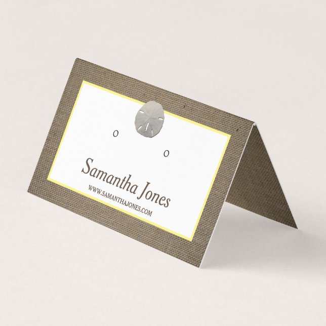 Sand Dollar & Burlap Jewelry Display Card (Front)