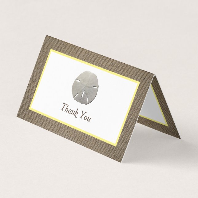 Sand Dollar & Burlap Logo/Picture Thank You Card (Front)