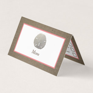 Sand Dollar & Burlap Menu Selection Card
