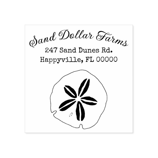Sand Dollar Business Personal Name Address Rubber Stamp (Imprint)