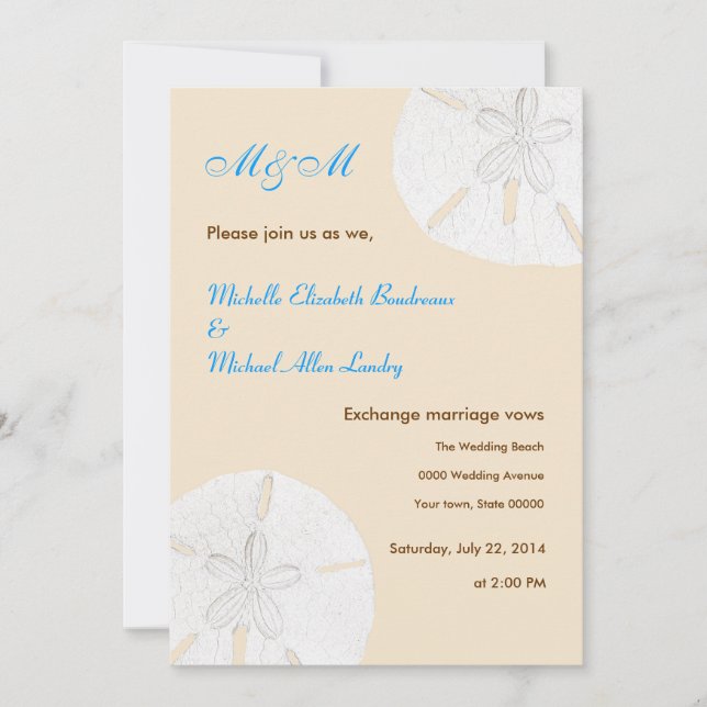 Sand Dollar Casual Wedding Invitations (Front)