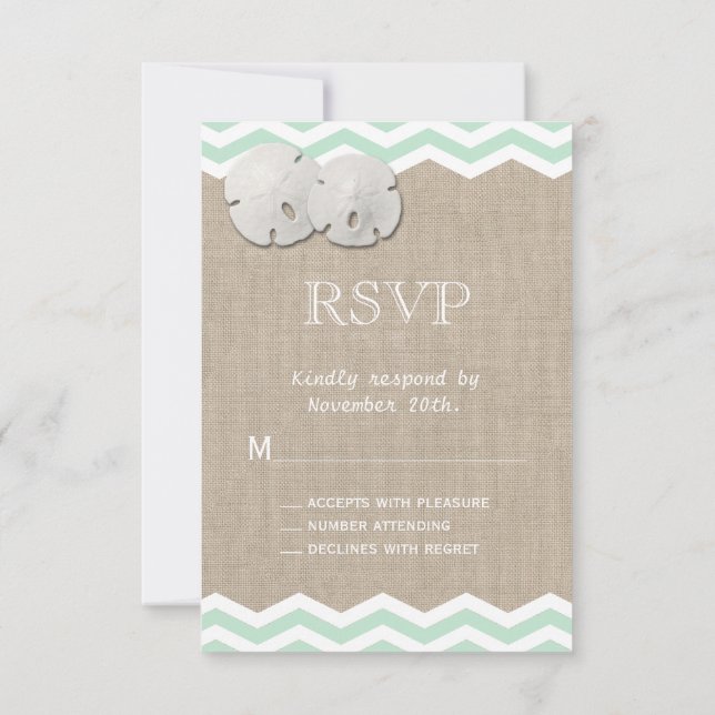 Sand Dollar & Chevron RSVP Card (Back)