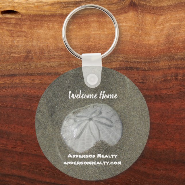 Sand Dollar Coastal Home Sales Real Estate  Keychain (Front)