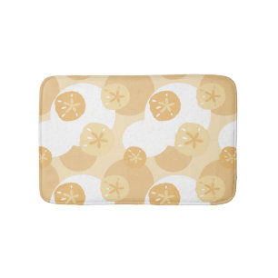 Sand Dollar Coastal Print Beige White Pattern Bath Mat