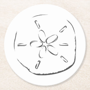 Sand Dollar Drawing Round Paper Coaster