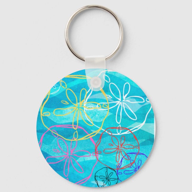 Sand Dollar graphic design on keychain (Front)