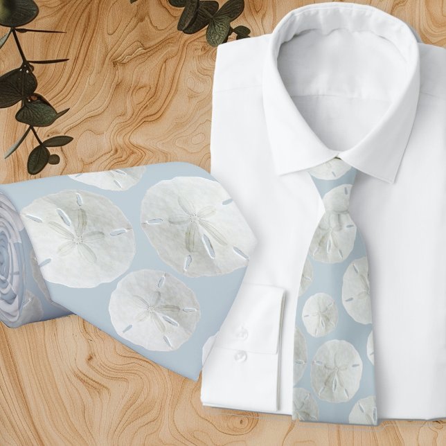 Sand Dollar Grooms Tie Grey Blue (Creator Uploaded)