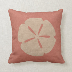 Sand Dollar in Coral PInk Throw Pillow