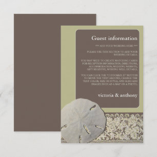 Sand dollar Lace, Vintage Beach Wedding Detail Enclosure Card