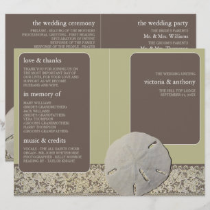 Sand dollar Lace, Vintage Beach Wedding Programme