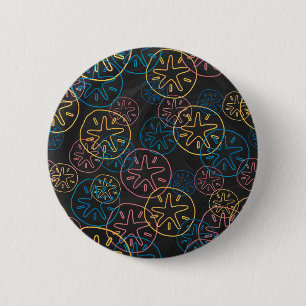 Sand Dollar Lines Red Yellow Blue 2 Inch Round Button