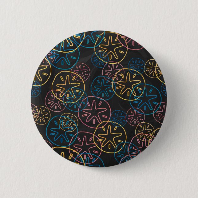 Sand Dollar Lines Red Yellow Blue 2 Inch Round Button (Front)