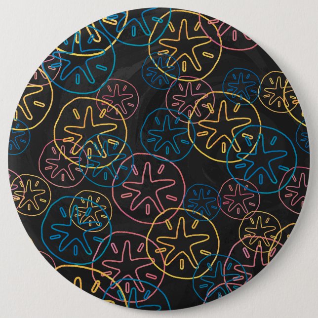 Sand Dollar Lines Red Yellow Blue 6 Inch Round Button (Front)