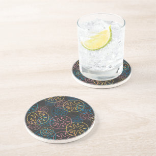 Sand Dollar Lines Red Yellow Blue Coaster