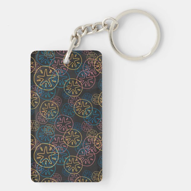 Sand Dollar Lines Red Yellow Blue Keychain (Back)