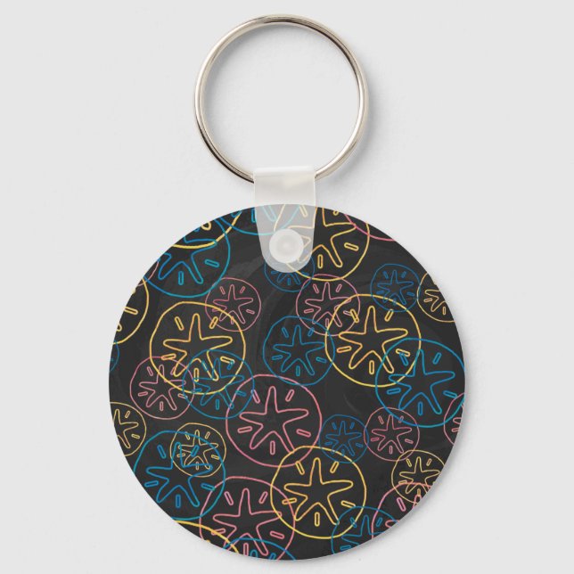 Sand Dollar Lines Red Yellow Blue Keychain (Front)