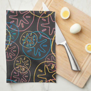 Sand Dollar Lines Red Yellow Blue Kitchen Towel