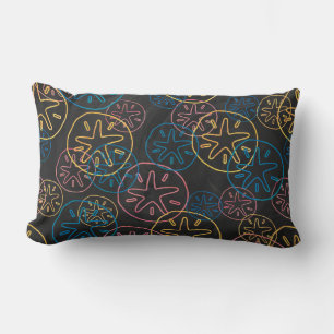 Sand Dollar Lines Red Yellow Blue Lumbar Pillow