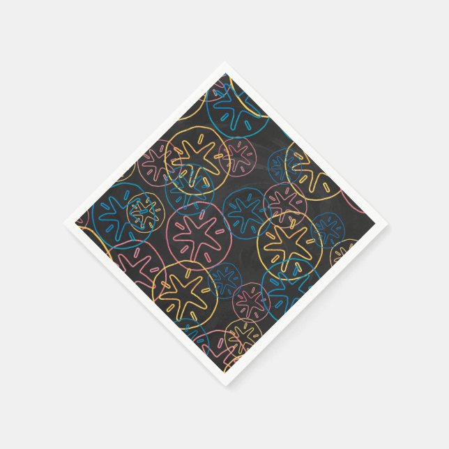 Sand Dollar Lines Red Yellow Blue Napkin (Corner)