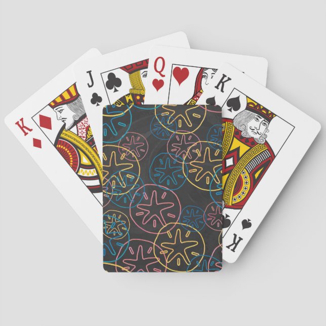 Sand Dollar Lines Red Yellow Blue Playing Cards (Back)