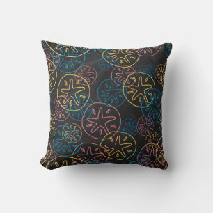 Sand Dollar Lines Red Yellow Blue Throw Pillow