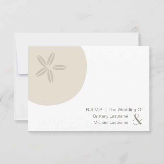 Sand Dollar Modern Wedding R.S.V.P. RSVP Card (Front)