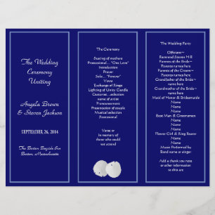 Sand Dollar Navy Tri-Fold Wedding Program Template