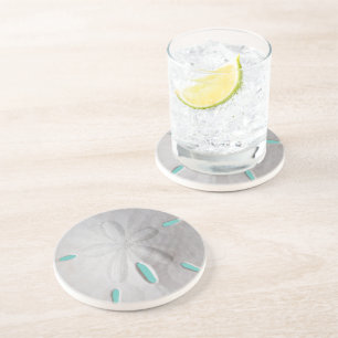 Sand dollar ocean beach summer turquoise white  coaster