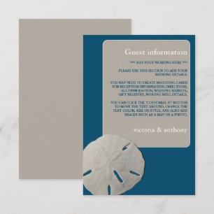 Sand dollar, Ocean Blue Beach Wedding Detail Enclosure Card
