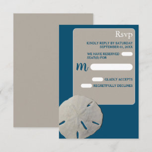 Sand dollar, Ocean Blue Beach Wedding RSVP Card