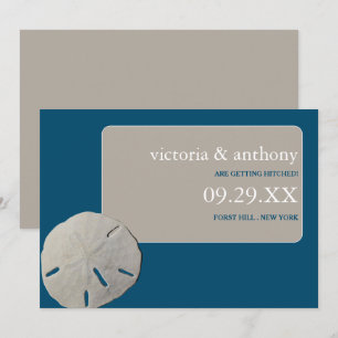 Sand dollar Ocean Blue Beach Wedding Save the Date