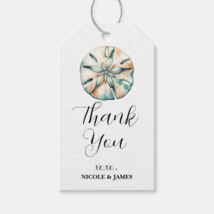 Sand Dollar Ocean Splash Sea Watercolor Wedding Gift Tags
