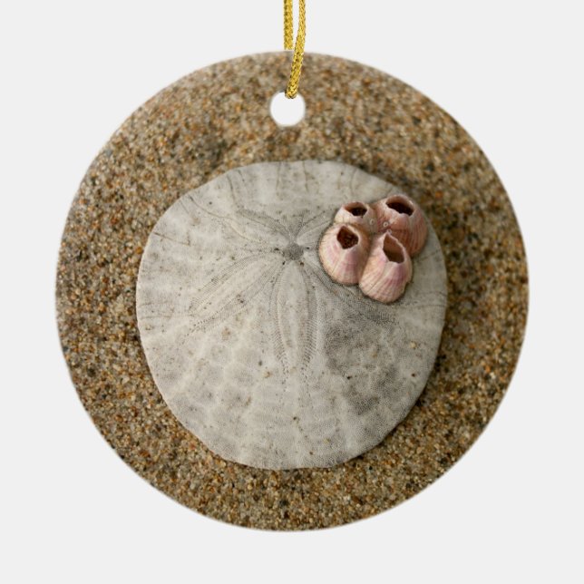 Sand Dollar on Beach Ceramic Ornament (Front)