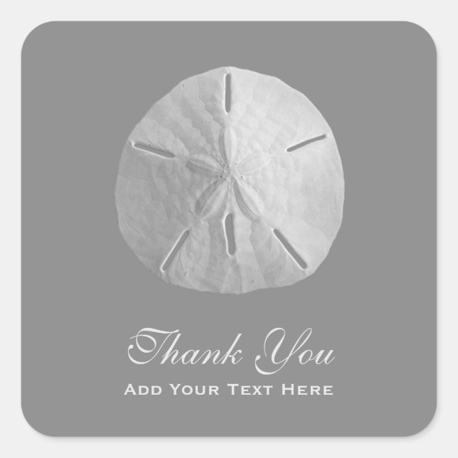 Sand Dollar on Grey Thank You Square Sticker (Front)