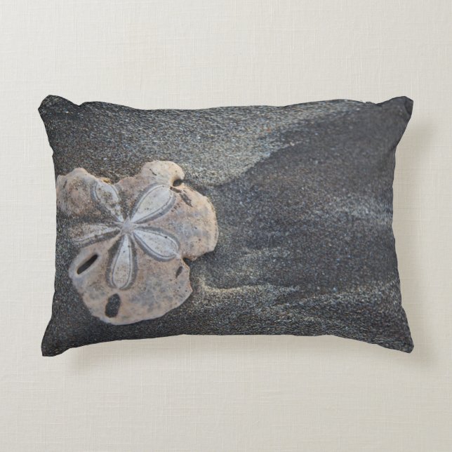 Sand dollar on sand decorative pillow (Front)