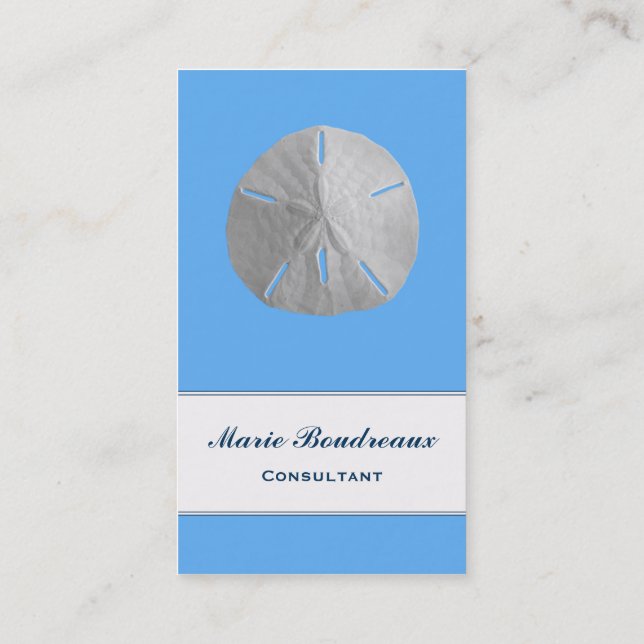 Sand Dollar on Tropical Blue Business Card (Back)