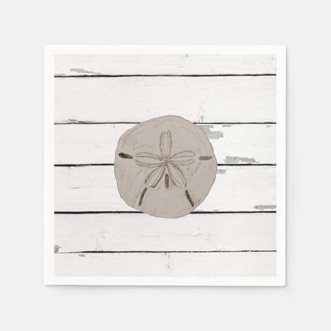 Sand Dollar Painting Beach Shiplap Napkin (Front)