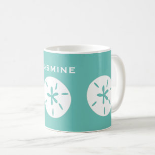 Sand dollar pattern beach theme personalize coffee mug