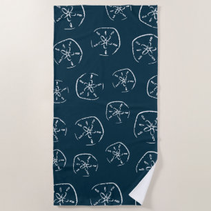 Sand Dollar Pattern Drawing Ocean Blue Beach Towel
