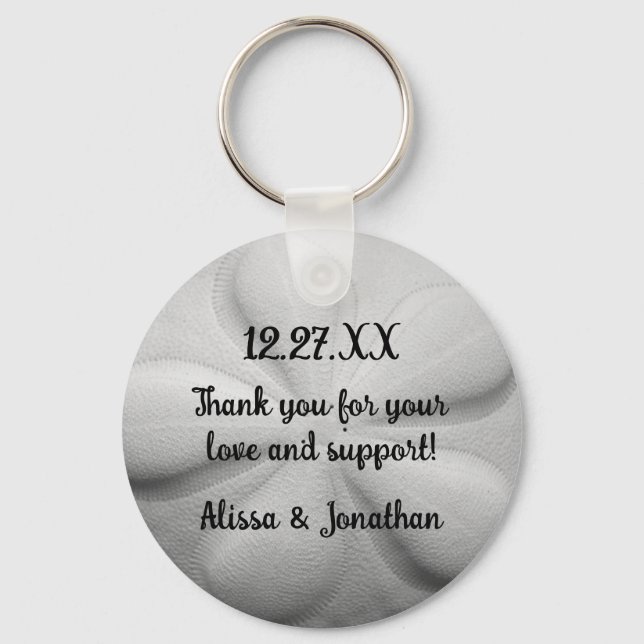 Sand Dollar Personalized Key Ring Wedding Favour (Front)