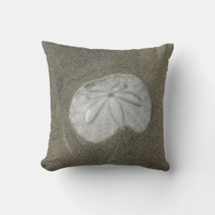 Sand Dollar Photo Wet Sand Beach Nature Coastal Throw Pillow